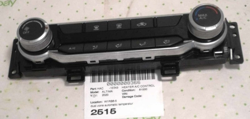 19 20 21 22 23 24 25 NISSAN ALTIMA Heater A/c Control dual zone automa