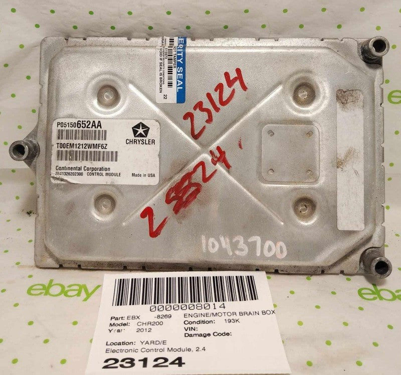 12 CHRYSLER 200 Engine/motor Brain Box (AT) 4 speed2.4L