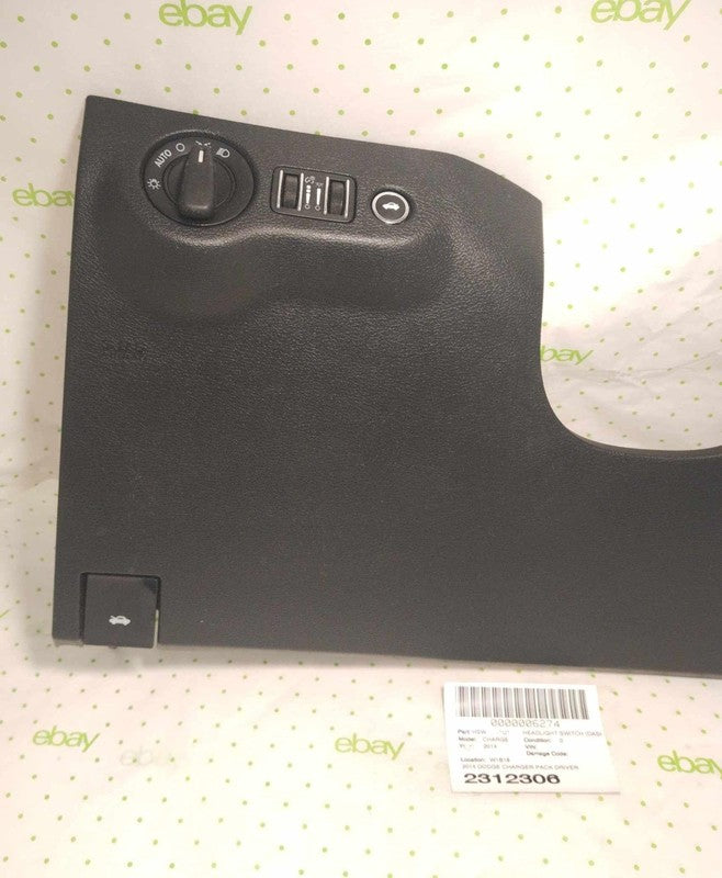 14 DODGE CHARGER PACK DRIVER KNEE BOLSTER HEADLIGHT SWITCH