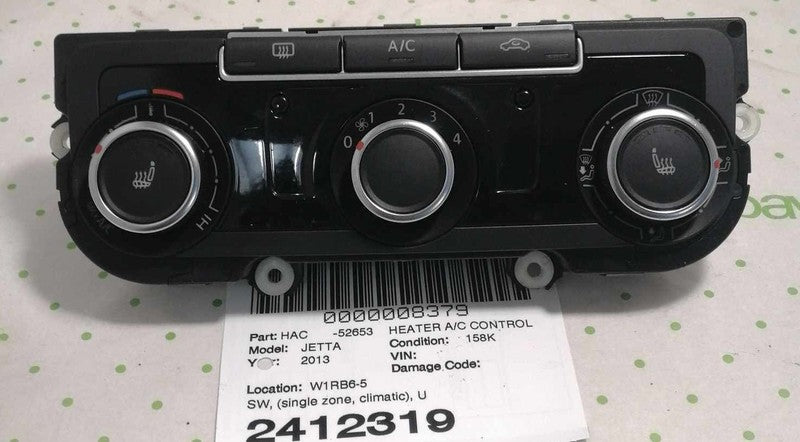 11 12 13 14 JETTA EXCEPT GLI Heater A/c Control SW single zone heated 