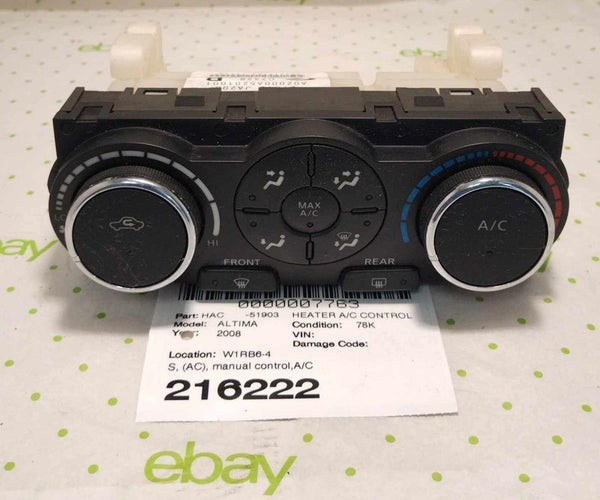 07 08 NISSAN ALTIMA Heater A/c Control