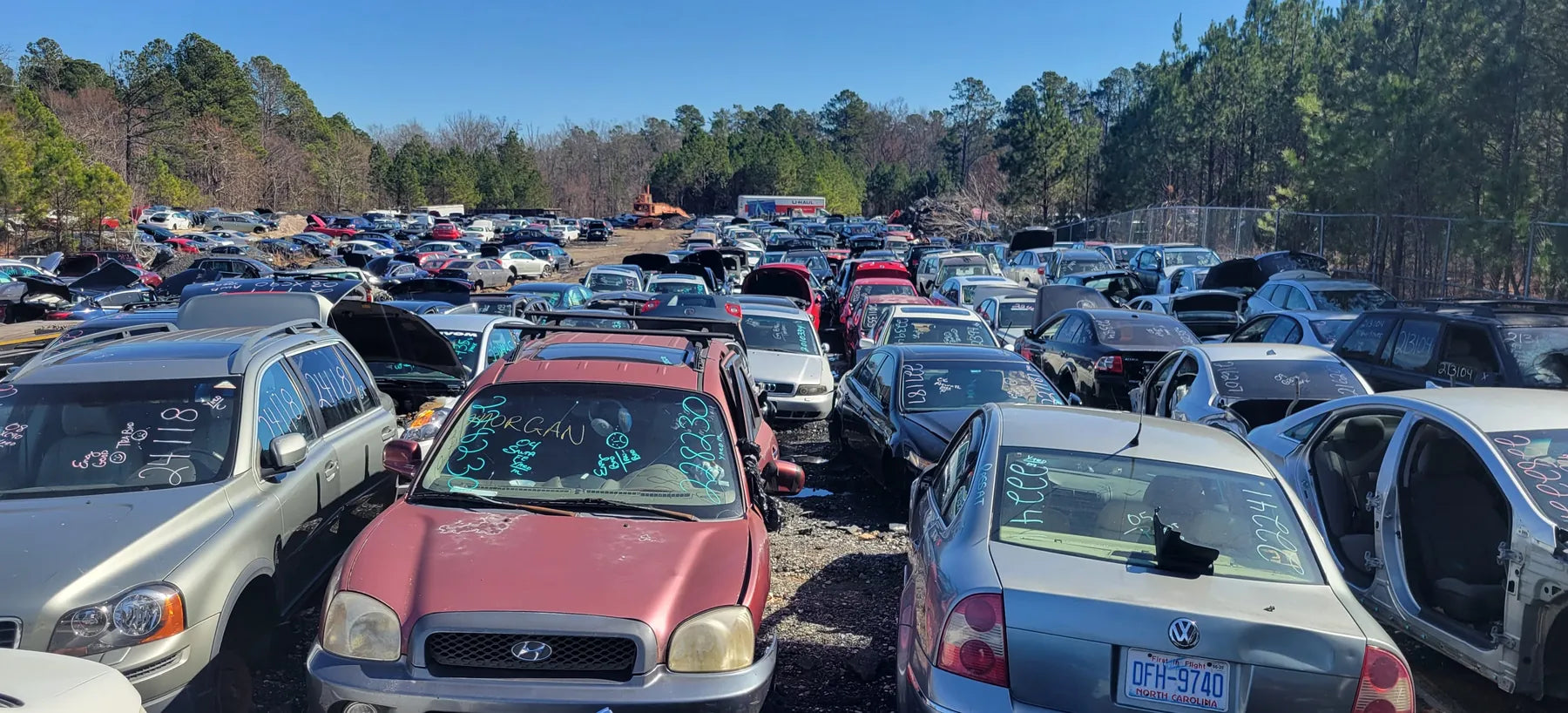 Rows of vehicles in the Triangle Auto Recyclers yard